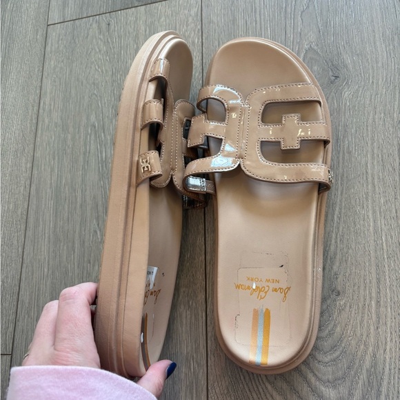 Sam Edelman Valeri Patent Leather Slides Tan Brown Slip On Size 10.5 - Picture 6 of 8